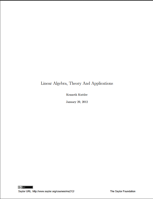 Linear Algebra, Theory And Applications - Open Textbook Library