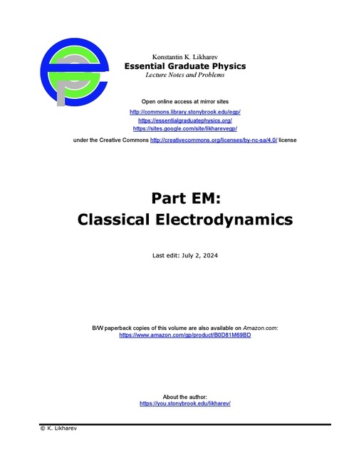 Read more about Part EM: Classical Electrodynamics