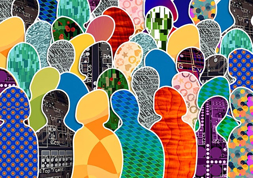 Colorful illustration of a community