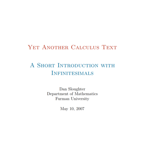 book cover - Yet Another Calculus Text