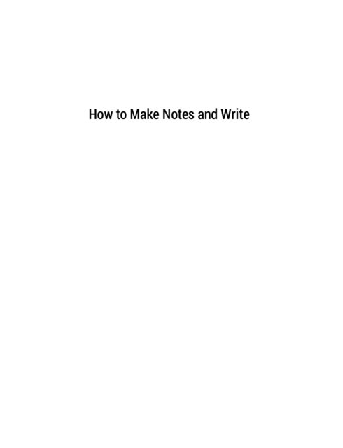 Read more about How to Make Notes and Write