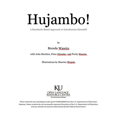 Hujambo! A Standards-Based Approach to Introductory Kiswahili cover image Read more about Hujambo! A Standards-Based Approach to Introductory Kiswahili