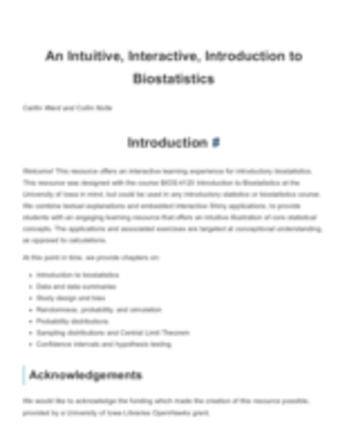 Read more about An Intuitive, Interactive, Introduction to Biostatistics