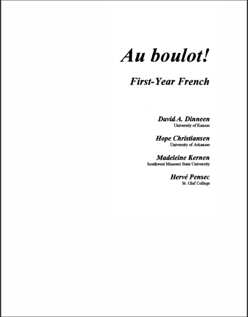 Au Boulot First Year French Open Textbook Library