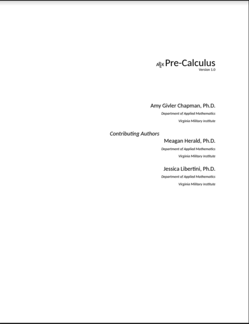 book cover: APEX PreCalculus