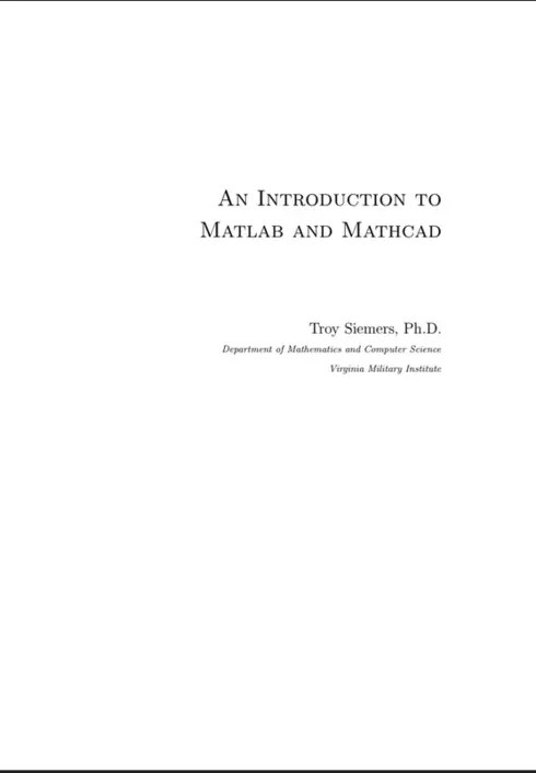 Read more about An Introduction to Matlab and Mathcad