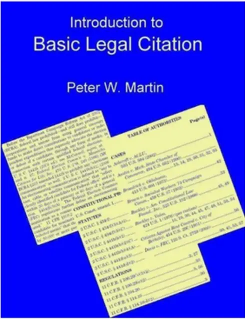 Introduction to Basic Legal Citation cover image Read more about Introduction to Basic Legal Citation