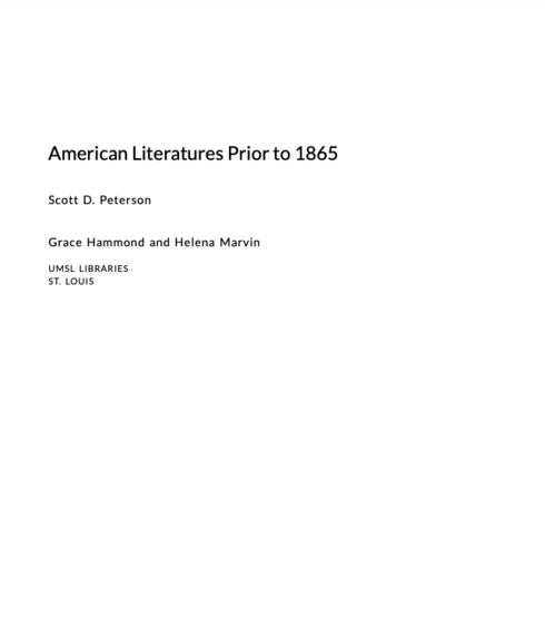 Read more about American Literatures Prior to 1865