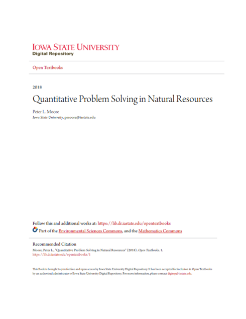 Read more about Quantitative Problem Solving in Natural Resources